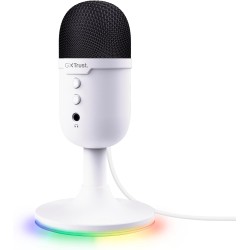 Trust Gaming GXTW 236 Yami Micro Blanc à Condensateur, Microphone USB pour Le Streaming, Twitch, Youtube, Podcast, Jeux PS5, PS4