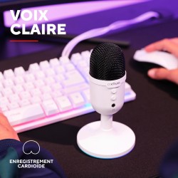 Trust Gaming GXTW 236 Yami Micro Blanc à Condensateur, Microphone USB pour Le Streaming, Twitch, Youtube, Podcast, Jeux PS5, PS4