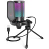 FIFINE USB Micro Gaming, Micro PC pour Podcast Streaming, Condensateur Microphone de Bureau per PS4 PS5 Ordinateur, avec Bouton 