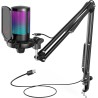 FIFINE USB Micro Gaming avec Bras pour PC PS4 PS5, Condensateur Microphone pour Streaming Podcast Studio, avec Bouton de Silence