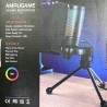 FIFINE USB Microphone Gaming, RGB Condensateur Microphone pour PC PS5, avec Bouton de Silence, Fixation Antichoc, Support Trépie