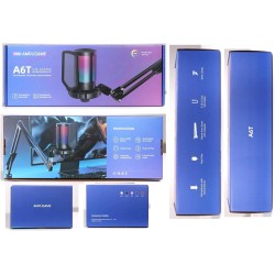 FIFINE USB Microphone Gaming kit, RGB Condensateur Microphone pour Ordinateur PC PS5, avec Bouton de Silence, Fixation Antichoc,