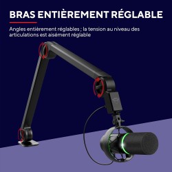 Trust Gaming GXT 255+ Onyx Bras Micro Professionnel Cardioïde, Filtre Anti-Pop - Microphone USB LED pour Podcast - Perche Micro 