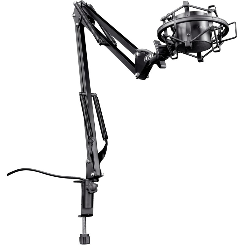 Trust Gaming GXT 253 Emita Bras Micro Réglable Articulé, Perche avec Rotation à 360 Degrés, Pied Micro, Monture Anti-vibrations,