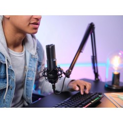 Trust Gaming GXT 253 Emita Bras Micro Réglable Articulé, Perche avec Rotation à 360 Degrés, Pied Micro, Monture Anti-vibrations,