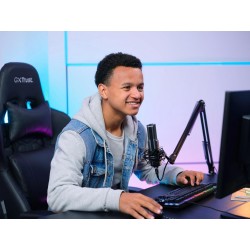 Trust Gaming GXT 253 Emita Bras Micro Réglable Articulé, Perche avec Rotation à 360 Degrés, Pied Micro, Monture Anti-vibrations,