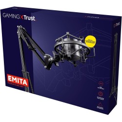 Trust Gaming GXT 253 Emita Bras Micro Réglable Articulé, Perche avec Rotation à 360 Degrés, Pied Micro, Monture Anti-vibrations,