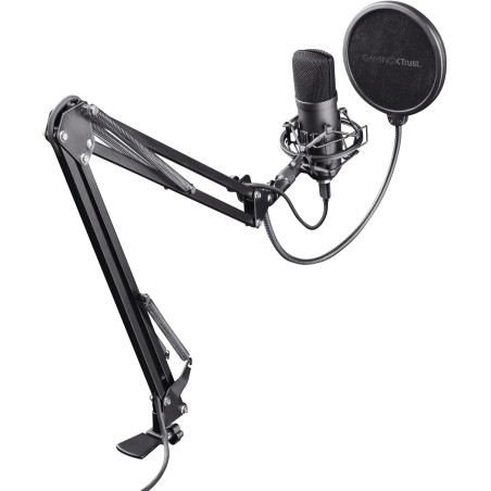 Trust Gaming GXT 252+ Emita Plus Bras Micro PC Cardioïde, Filtre Anti-Pop - Microphone USB pour Podcast, Streaming - Perche Micr