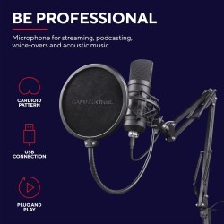 Trust Gaming GXT 252+ Emita Plus Bras Micro PC Cardioïde, Filtre Anti-Pop - Microphone USB pour Podcast, Streaming - Perche Micr