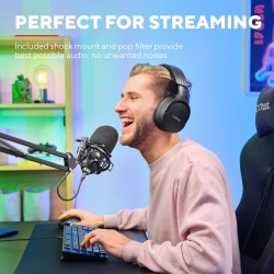 Trust Gaming GXT 252+ Emita Plus Bras Micro PC Cardioïde, Filtre Anti-Pop - Microphone USB pour Podcast, Streaming - Perche Micr