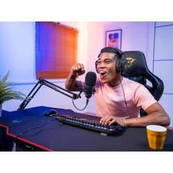 Trust Gaming GXT 252+ Emita Plus Bras Micro PC Cardioïde, Filtre Anti-Pop - Microphone USB pour Podcast, Streaming - Perche Micr