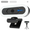 W4LS 2K Webcam, HD Webcam avec Microphone, 2K/50FPS, éclairage Circulaire, Autofocu, Réduction du Bruit, Correction de la Lumièr