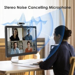 W4LS 2K Webcam, HD Webcam avec Microphone, 2K/50FPS, éclairage Circulaire, Autofocu, Réduction du Bruit, Correction de la Lumièr