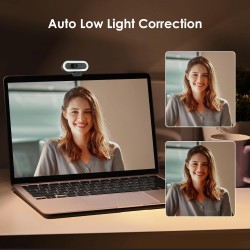 W4LS 2K Webcam, HD Webcam avec Microphone, 2K/50FPS, éclairage Circulaire, Autofocu, Réduction du Bruit, Correction de la Lumièr