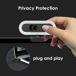 W4LS 2K Webcam, HD Webcam avec Microphone, 2K/50FPS, éclairage Circulaire, Autofocu, Réduction du Bruit, Correction de la Lumièr