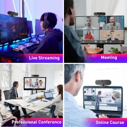 V20 UHD 4K Webcam avec Microphone et Haut - parleurs, 4K/25IPS, AI Autofocus, Télécommand, Correction de la Lumière, 112°View, V
