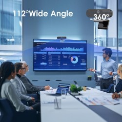 V21 4K Webcam avec Haut Microphone et Haut - parleurs, Réduction du Bruit, Autofocus, Télécommand, 112° View, Correction de la L