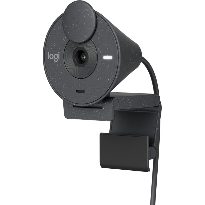 Logitech Brio 300 Webcam Full HD avec confidentialité, micro à réduction de bruit, USB-C, Certifié pour Zoom, Microsoft Teams, G