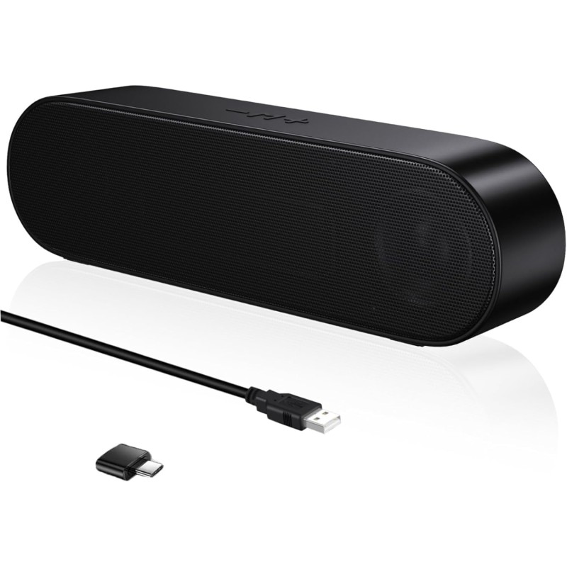 Zetiy haut-parleur d'ordinateur, usb enceintes pour pc mini barre de son portatifs stéréo enceintes de bureau pour laptop bureau