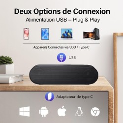 Zetiy haut-parleur d'ordinateur, usb enceintes pour pc mini barre de son portatifs stéréo enceintes de bureau pour laptop bureau