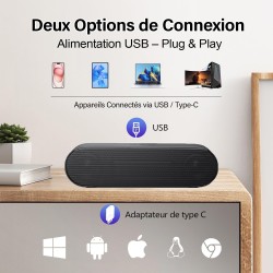 Zetiy haut-parleur d'ordinateur, usb enceintes pour pc mini barre de son portatifs stéréo enceintes de bureau pour laptop bureau