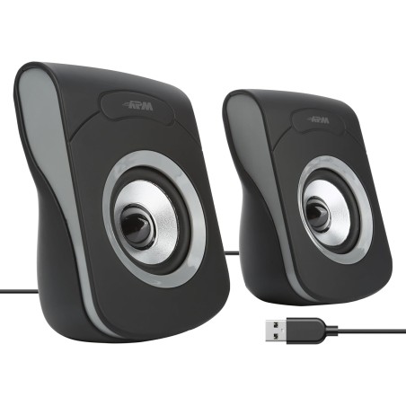 APM Enceintes Filaires USB 2.0, Duo Haut-Parleurs PC Ordinateur, Son Clair et de Qualité, Autoalimentées Via Câble USB, Volume R
