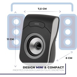 APM Enceintes Filaires USB 2.0, Duo Haut-Parleurs PC Ordinateur, Son Clair et de Qualité, Autoalimentées Via Câble USB, Volume R