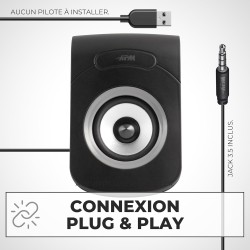 APM Enceintes Filaires USB 2.0, Duo Haut-Parleurs PC Ordinateur, Son Clair et de Qualité, Autoalimentées Via Câble USB, Volume R