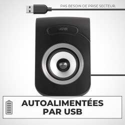 APM Enceintes Filaires USB 2.0, Duo Haut-Parleurs PC Ordinateur, Son Clair et de Qualité, Autoalimentées Via Câble USB, Volume R