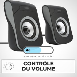 APM Enceintes Filaires USB 2.0, Duo Haut-Parleurs PC Ordinateur, Son Clair et de Qualité, Autoalimentées Via Câble USB, Volume R