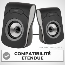 APM Enceintes Filaires USB 2.0, Duo Haut-Parleurs PC Ordinateur, Son Clair et de Qualité, Autoalimentées Via Câble USB, Volume R
