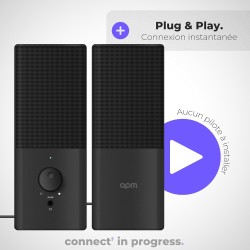 APM Enceintes Filaires USB 2.0, Duo Haut-Parleurs PC Ordinateur, Son Clair et de Qualité, Autoalimentées Via Câble USB, Volume R