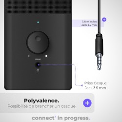 APM Enceintes Filaires USB 2.0, Duo Haut-Parleurs PC Ordinateur, Son Clair et de Qualité, Autoalimentées Via Câble USB, Volume R