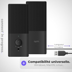 APM Enceintes Filaires USB 2.0, Duo Haut-Parleurs PC Ordinateur, Son Clair et de Qualité, Autoalimentées Via Câble USB, Volume R