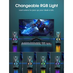 OR O R O W OROW Haut Parleur PC,10W RGB Enceinte PC, 2.0 Gaming Haut-parleurs d'Ordinateur avec LED Lumière, pour Smartphone/Tab