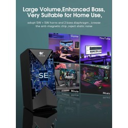 OR O R O W OROW Haut Parleur PC,10W RGB Enceinte PC, 2.0 Gaming Haut-parleurs d'Ordinateur avec LED Lumière, pour Smartphone/Tab