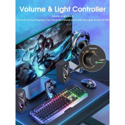 OR O R O W OROW Haut Parleur PC,10W RGB Enceinte PC, 2.0 Gaming Haut-parleurs d'Ordinateur avec LED Lumière, pour Smartphone/Tab