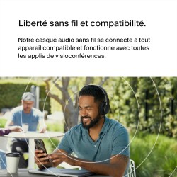 Belkin soundform adapt casque bleutooth sans fil avec micro, connexion multipoint, autonomie 65h, enc, bleutooth ou câble, casqu
