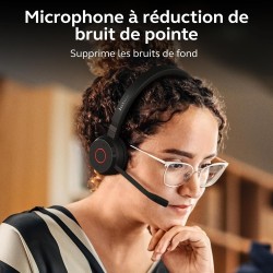 Jabra evolve 65 te casque stéréo bleutooth sans fil (3e édition 2025), micro antibruit, connexion double appareil, batterie 16h,