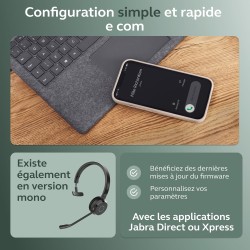 Jabra evolve 65 te casque stéréo bleutooth sans fil (3e édition 2025), micro antibruit, connexion double appareil, batterie 16h,