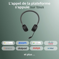 Jabra evolve 65 te casque stéréo bleutooth sans fil (3e édition 2025), micro antibruit, connexion double appareil, batterie 16h,