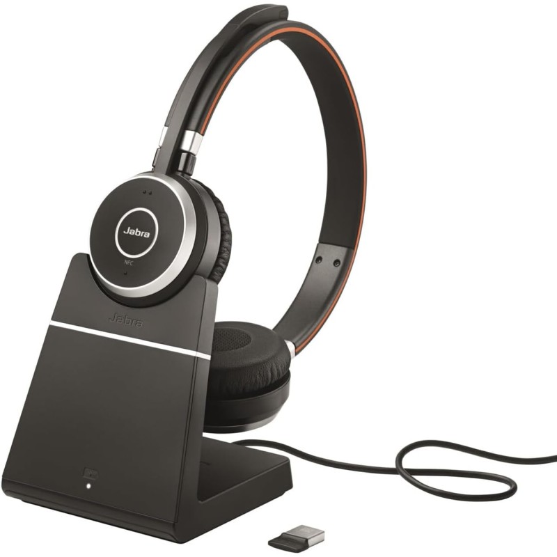 Jabra evolve 65 se - micro-casque mono bleutooth sans fil - micro à réduction de bruit, haute autonomie et base de chargement - 