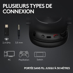 Logitech g pro x 2 lightspeed casque audio, micro-casque détachable, enceinte graphène 50 mm, dts:x, 2.0-7.1 surround, bleutooth