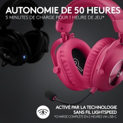 Logitech g pro x 2 lightspeed casque audio bleutooth, micro-casque détachable, enceinte graphène 50 mm, dts:x casque 2.0—7.1 sur