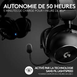 Logitech g pro x 2 lightspeed casque audio bleutooth, micro-casque détachable, enceinte graphène 50 mm, dts:x casque 2.0—7.1 sur
