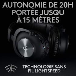 Logitech g pro x lightspeed casque gaming sans fil avec technologie de filtre de micro bleu voice, transducteurs pro-g 50mm, dts