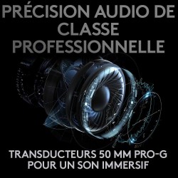 Logitech g pro x lightspeed casque gaming sans fil avec technologie de filtre de micro bleu voice, transducteurs pro-g 50mm, dts