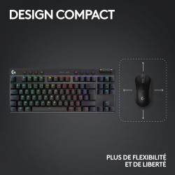 Logitech g pro x tkl lightspeed clavier de jeu sans fil, ultra-portable + pro x 2 lightspeed casque audio bleutooth, bleutooth/u