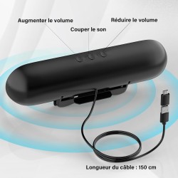 Haut Parleurs PC, Haut Parleur Ordinateur, Mini Barre de Son PC USB, Enceinte PC avec Design à Clipser pour Moniteur Portable, T