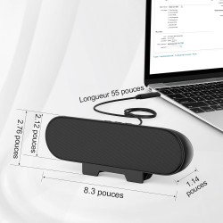 Haut Parleurs PC, Haut Parleur Ordinateur, Mini Barre de Son PC USB, Enceinte PC avec Design à Clipser pour Moniteur Portable, T